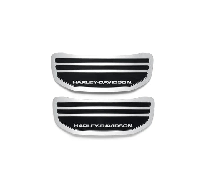 Silver cam sprocket medallions with black detailed and silver Harley-Davidson logo