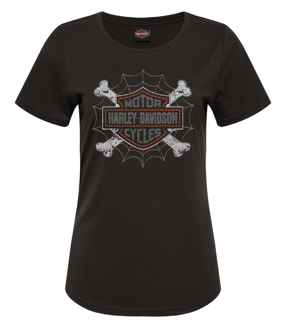 WEB N BONES WOMENS DEALER TEE - BLACK