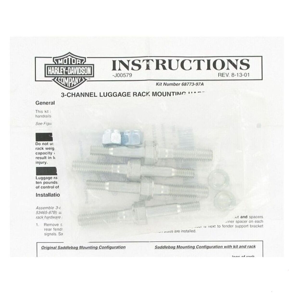 H-D MOUNTING HARDWARE - 3 CHANNEL LUGGAGE RACK