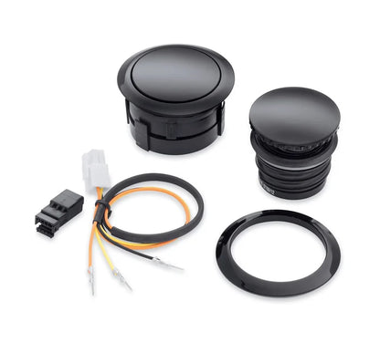 FLUSH-MOUNT FUEL CAP AND GAUGE KIT – DYNA (BLACK)