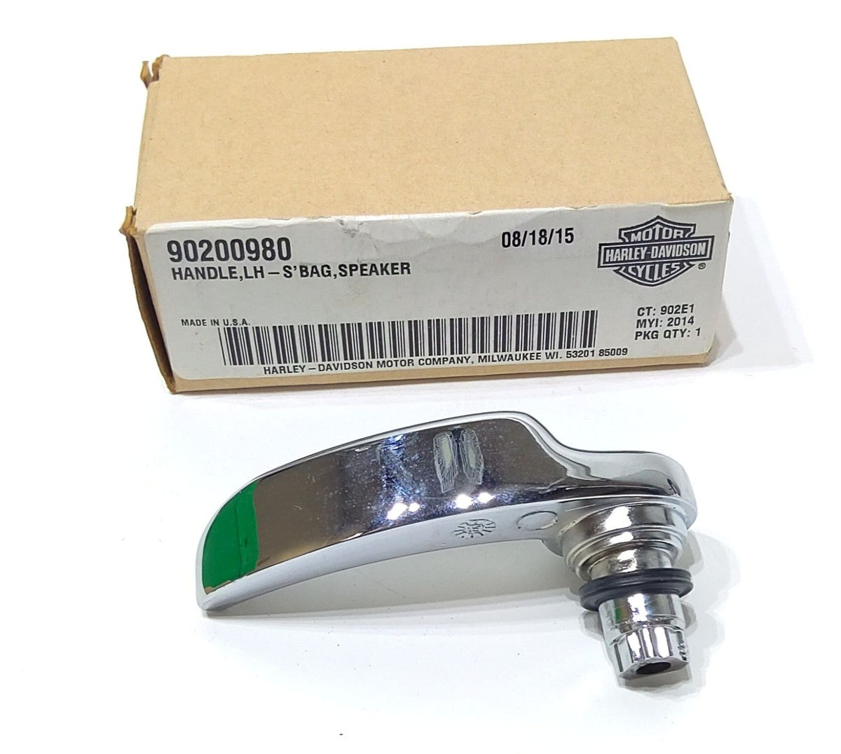 LEFT CVO SPEAKER SADDLEBAG LID - LATCH HANDLE. CHROME