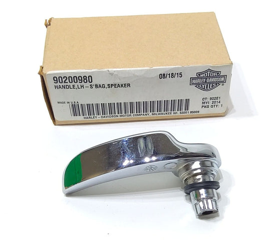 LEFT CVO SPEAKER SADDLEBAG LID - LATCH HANDLE. CHROME