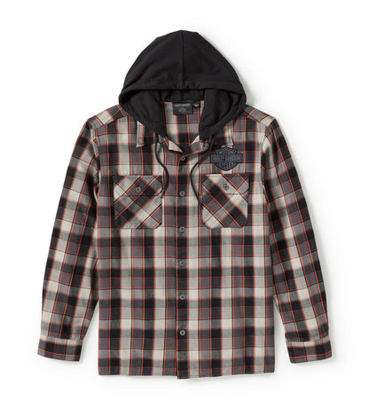 METAL BOUND LONG SLEEVE HOODED SHIRT