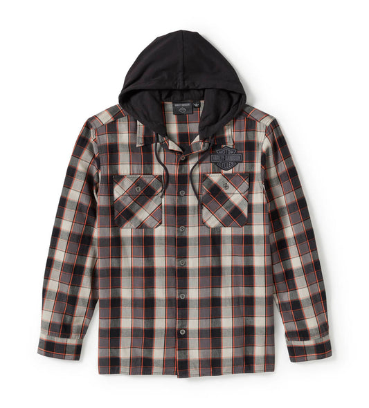 METAL BOUND LONG SLEEVE HOODED SHIRT