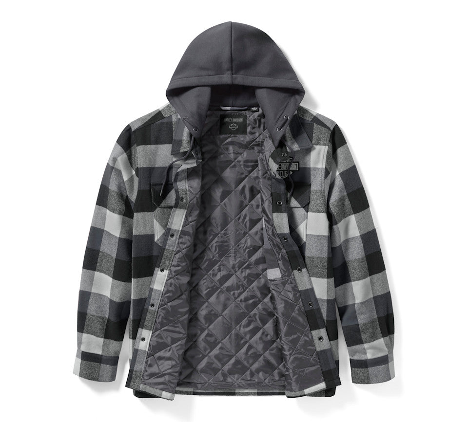 TRAVELER HOODED SHIRT JACKET - PLAID