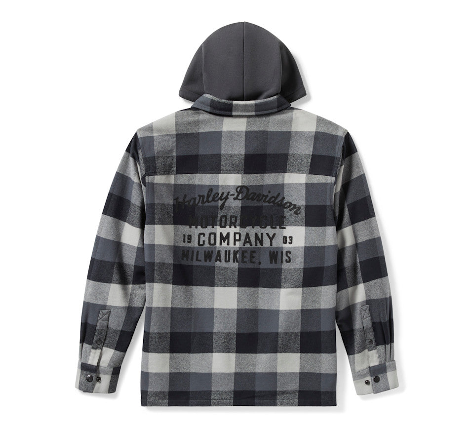 TRAVELER HOODED SHIRT JACKET - PLAID