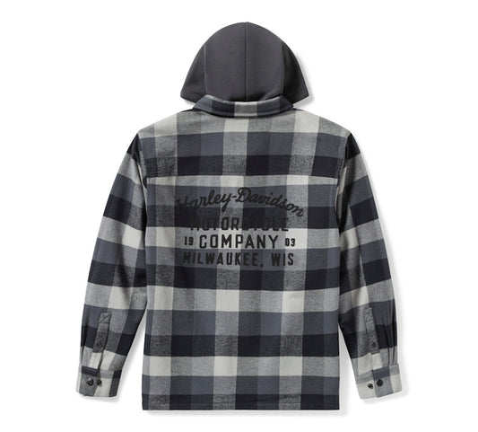 TRAVELER HOODED SHIRT JACKET - PLAID
