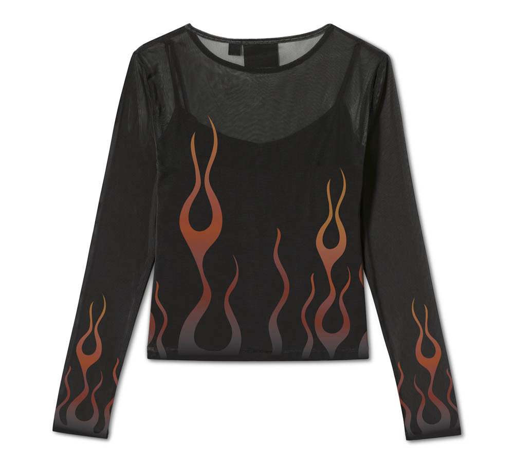 WOMEN'S FLAMES FOR DAYS MESH TOP