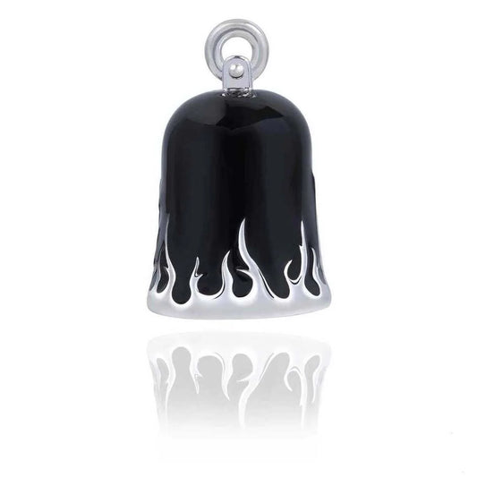 RIDE BELL - BLACK WITH SILVER FLAMES